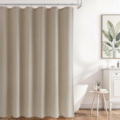 Linen Shower Curtain 72 Inch Long for Bathroom Beige 1 Panel - Colors B