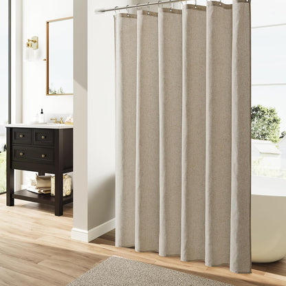 Linen Shower Curtain 72 Inch Long for Bathroom Beige 1 Panel - Colors B