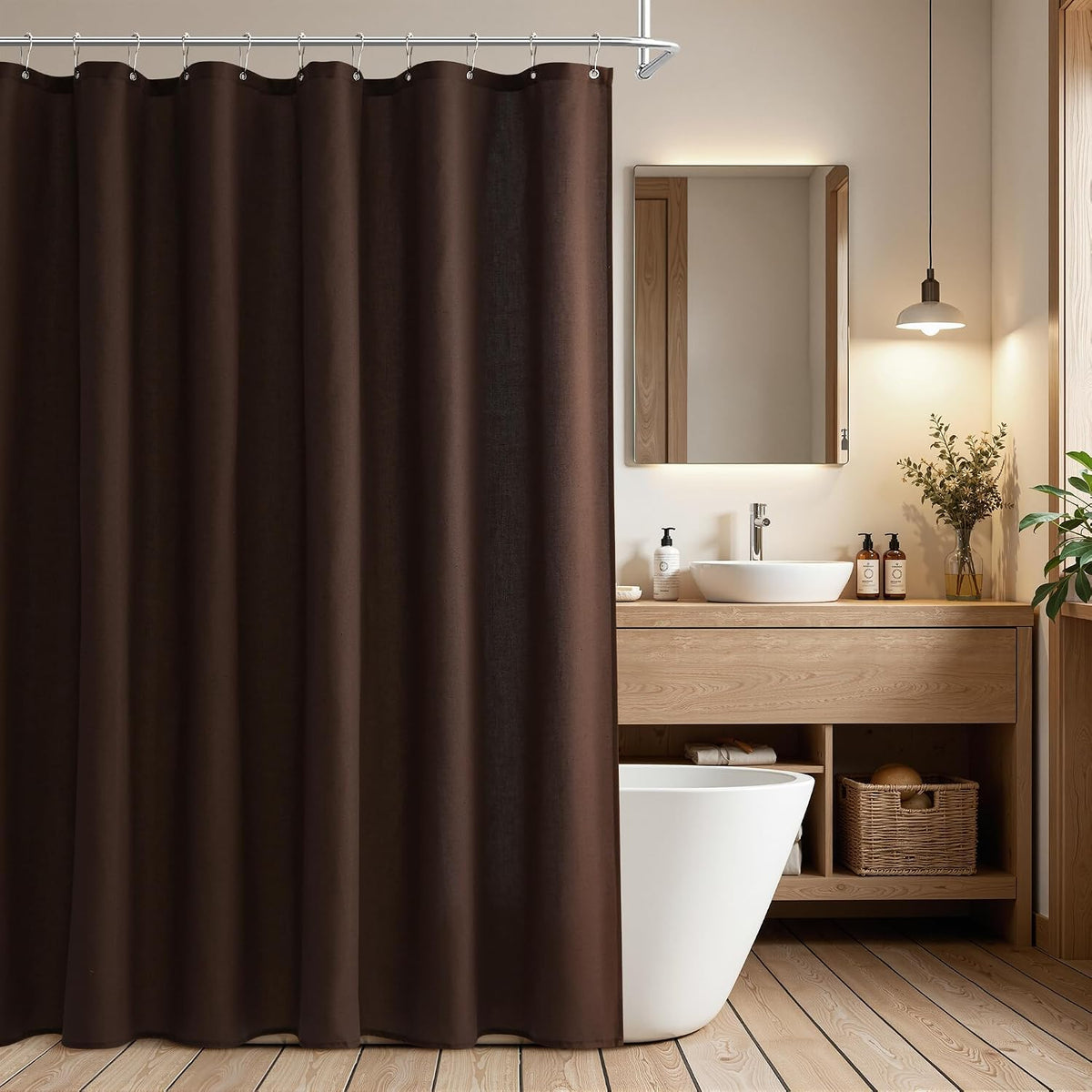 Linen Shower Curtain 72 Inch Long for Bathroom Beige 1 Panel - Colors B