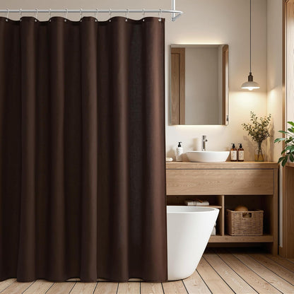 Linen Shower Curtain 72 Inch Long for Bathroom Beige 1 Panel - Colors B