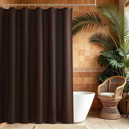 Linen Shower Curtain 72 Inch Long for Bathroom Beige 1 Panel - Colors B
