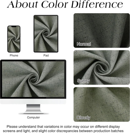 Linen Shower Curtain 72 Inch Long for Bathroom Beige 1 Panel - Colors B