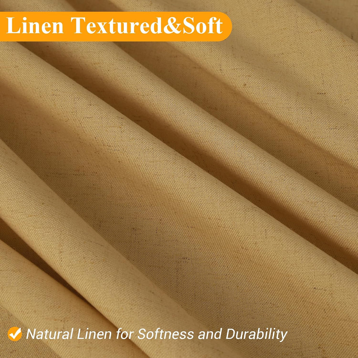 Linen Shower Curtain 72 Inch Long for Bathroom Beige 1 Panel - Colors B