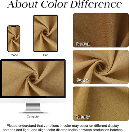 Linen Shower Curtain 72 Inch Long for Bathroom Beige 1 Panel - Colors B