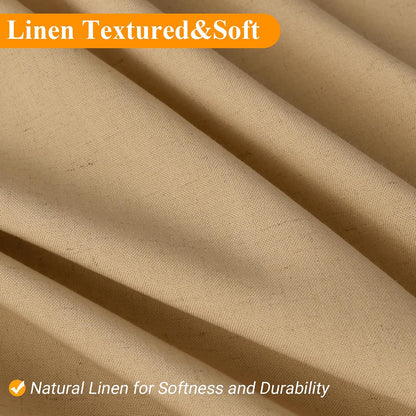 Linen Shower Curtain 72 Inch Long for Bathroom Beige 1 Panel - Colors B