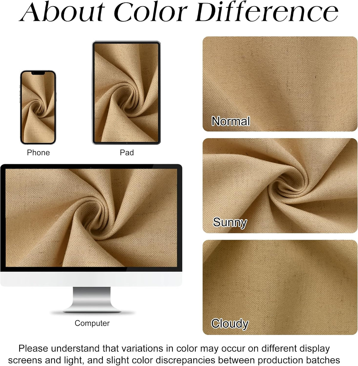 Linen Shower Curtain 72 Inch Long for Bathroom Beige 1 Panel - Colors B