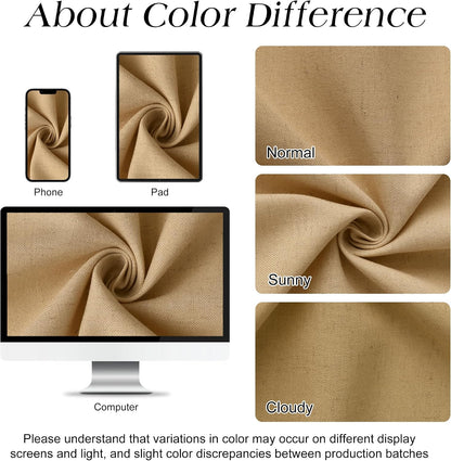 Linen Shower Curtain 72 Inch Long for Bathroom Beige 1 Panel - Colors B