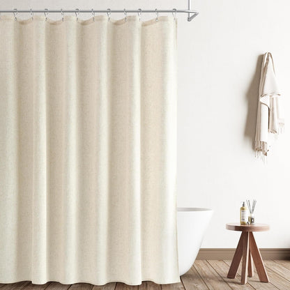Linen Shower Curtain 72 Inch Long for Bathroom Beige 1 Panel - Colors B
