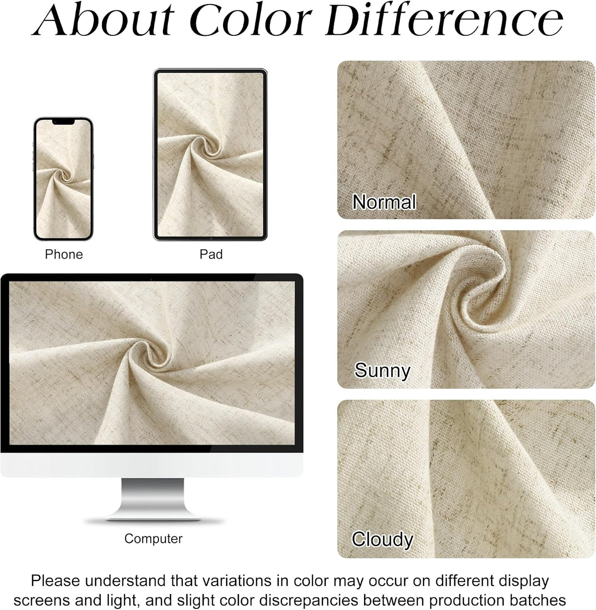 Linen Shower Curtain 72 Inch Long for Bathroom Beige 1 Panel - Colors B