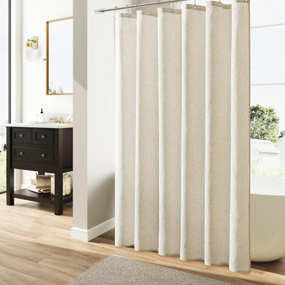 Linen Shower Curtain 72 Inch Long for Bathroom Beige 1 Panel - Colors B