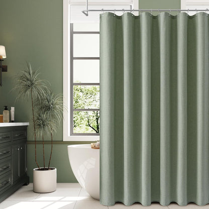Linen Shower Curtain 72 Inch Long for Bathroom Beige 1 Panel - Colors B
