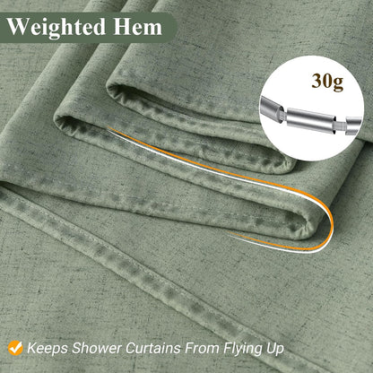 Linen Shower Curtain 72 Inch Long for Bathroom Beige 1 Panel - Colors B