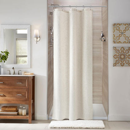 Linen Shower Curtain 72 Inch Long for Bathroom Beige 1 Panel - Colors B