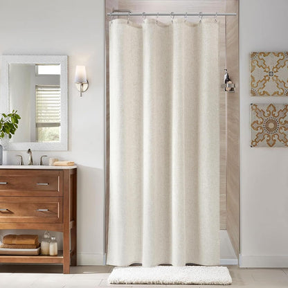 Linen Shower Curtain 72 Inch Long for Bathroom Beige 1 Panel - Colors B