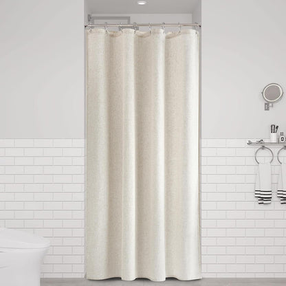 Linen Shower Curtain 72 Inch Long for Bathroom Beige 1 Panel - Colors B