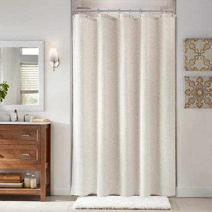 Linen Shower Curtain 72 Inch Long for Bathroom Beige 1 Panel - Colors B