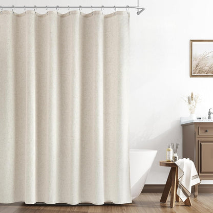 Linen Shower Curtain 72 Inch Long for Bathroom Beige 1 Panel - Colors B