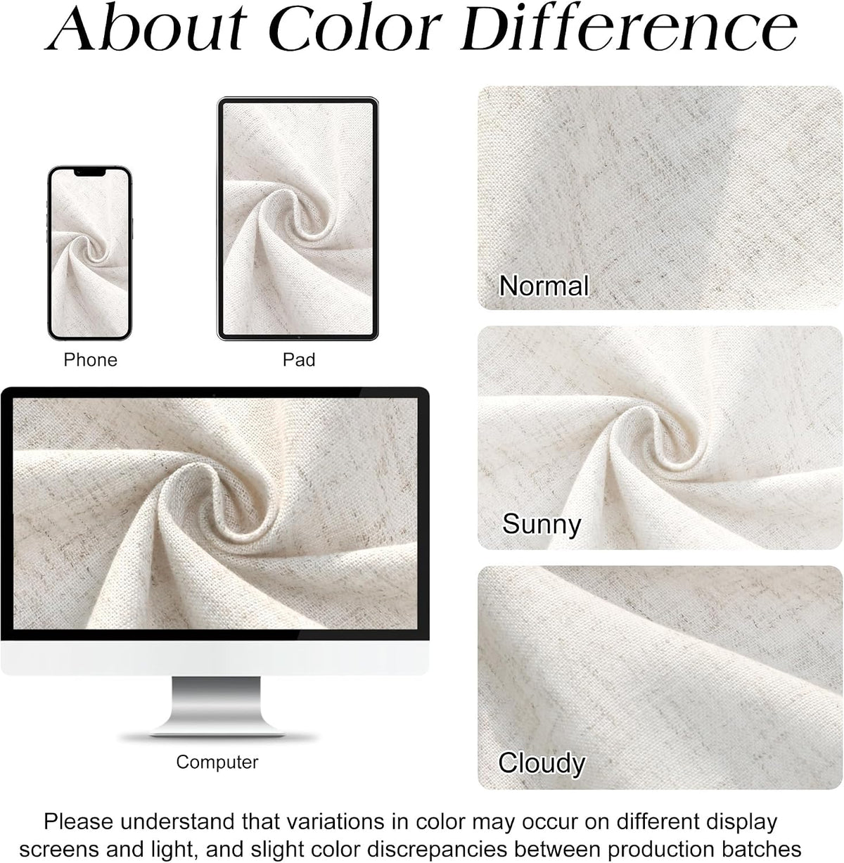 Linen Shower Curtain 72 Inch Long for Bathroom Beige 1 Panel - Colors B