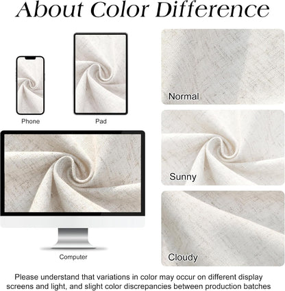 Linen Shower Curtain 72 Inch Long for Bathroom Beige 1 Panel - Colors B