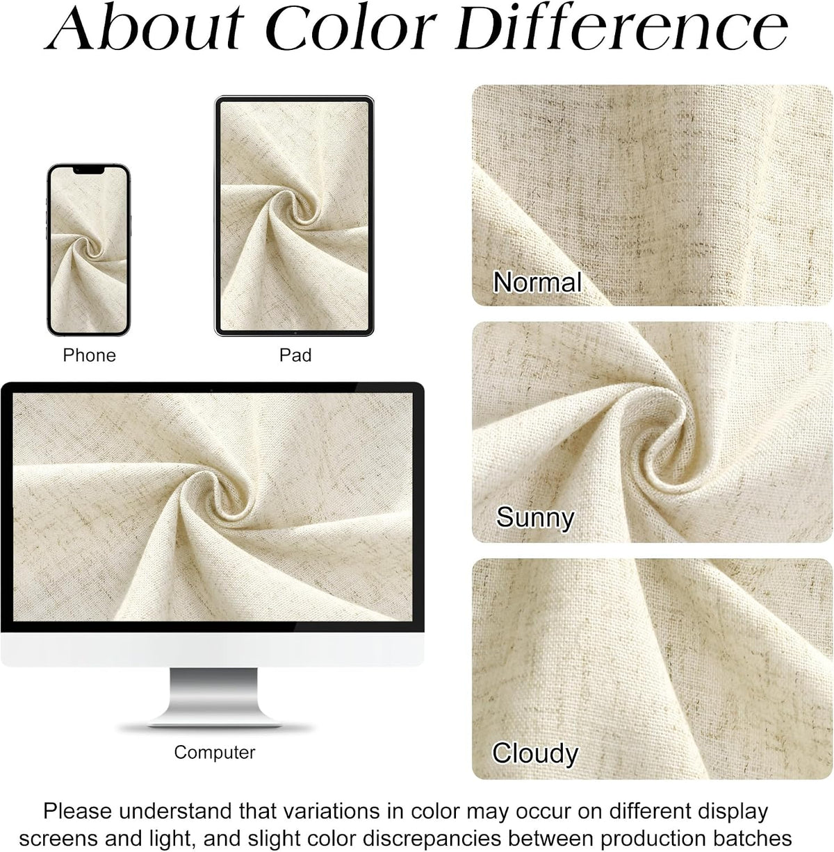 Linen Shower Curtain 72 Inch Long for Bathroom Beige 1 Panel - Colors B