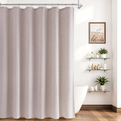 Linen Shower Curtain 72 Inch Long for Bathroom Beige 1 Panel - Colors B