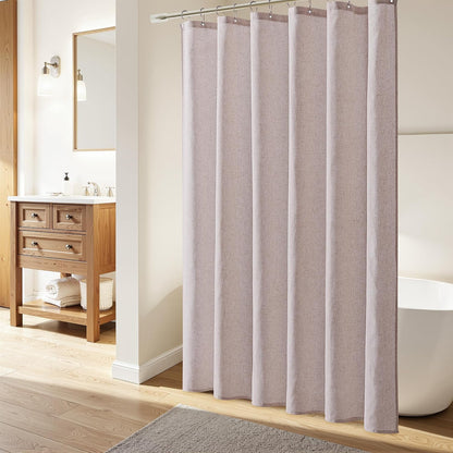 Linen Shower Curtain 72 Inch Long for Bathroom Beige 1 Panel - Colors B