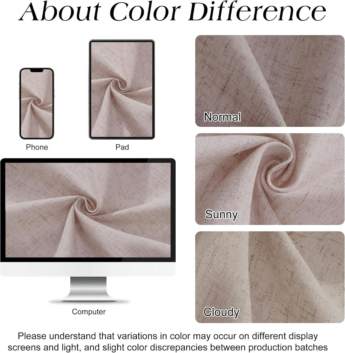 Linen Shower Curtain 72 Inch Long for Bathroom Beige 1 Panel - Colors B
