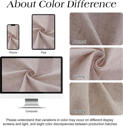 Linen Shower Curtain 72 Inch Long for Bathroom Beige 1 Panel - Colors B