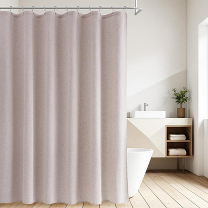 Linen Shower Curtain 72 Inch Long for Bathroom Beige 1 Panel - Colors B