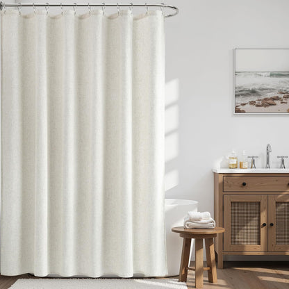 Linen Shower Curtain 72 Inch Long for Bathroom Beige 1 Panel - Colors B