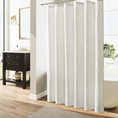 Linen Shower Curtain 72 Inch Long for Bathroom Beige 1 Panel - Colors B