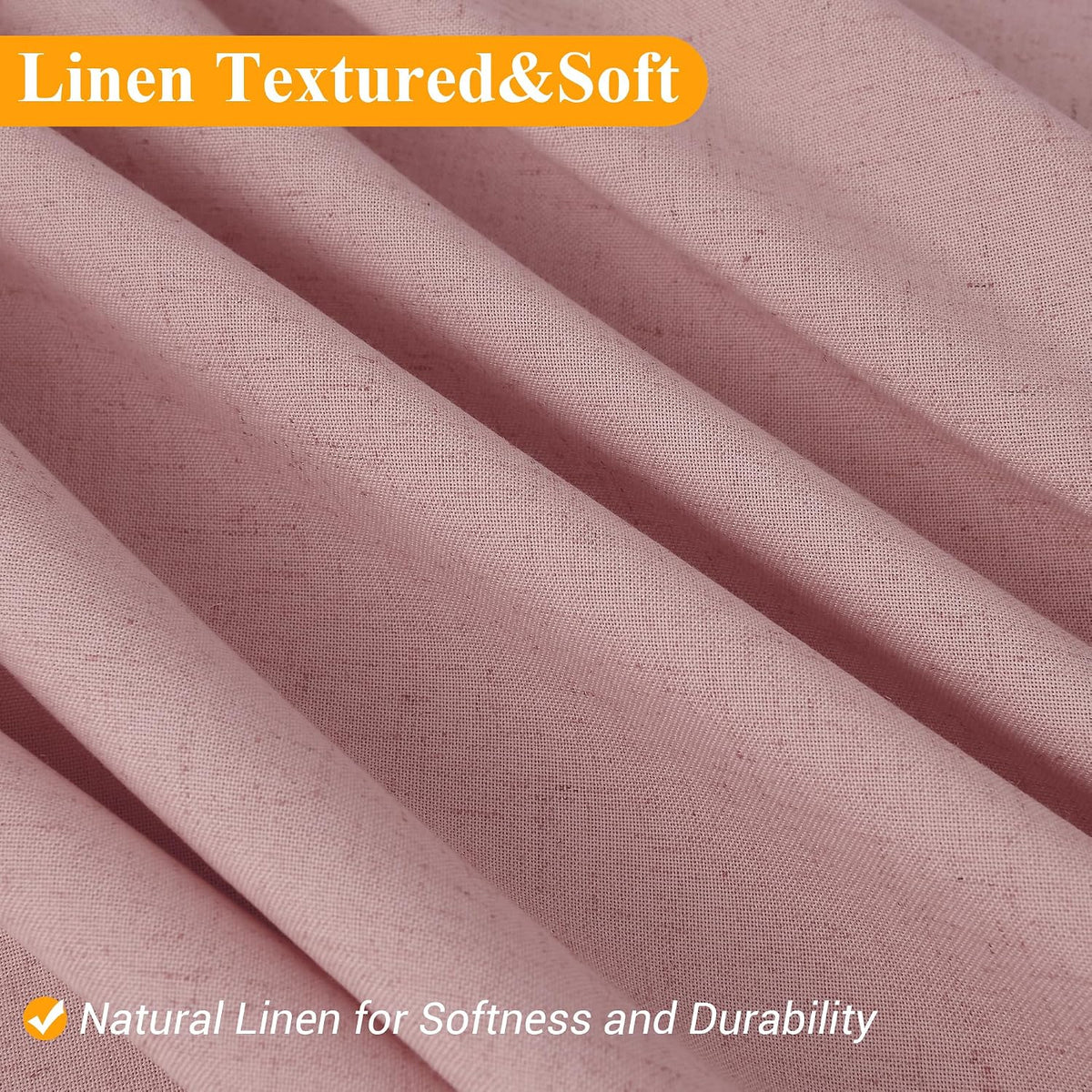 Linen Shower Curtain 72 Inch Long for Bathroom Beige 1 Panel - Colors B
