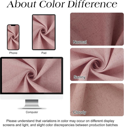 Linen Shower Curtain 72 Inch Long for Bathroom Beige 1 Panel - Colors B