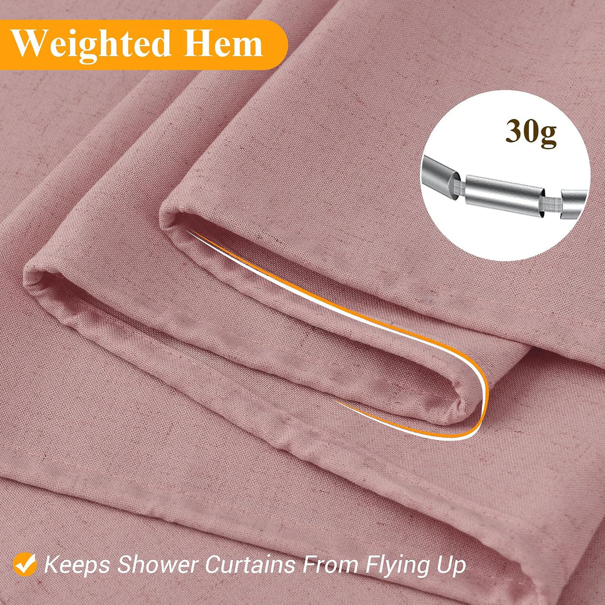 Linen Shower Curtain 72 Inch Long for Bathroom Beige 1 Panel - Colors B