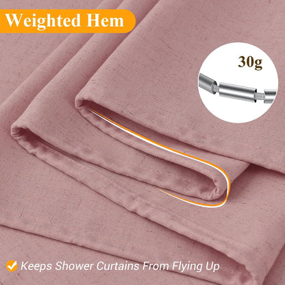 Linen Shower Curtain 72 Inch Long for Bathroom Beige 1 Panel - Colors B