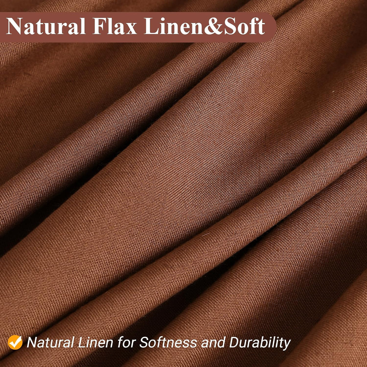 Linen Shower Curtain 72 Inch Long for Bathroom Beige 1 Panel - Colors B