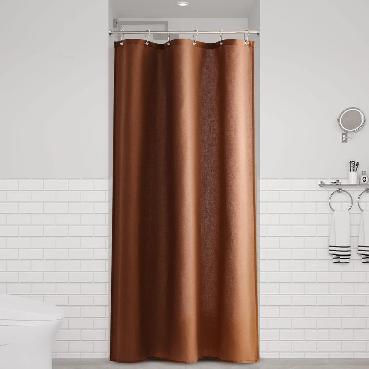 Linen Shower Curtain 72 Inch Long for Bathroom Beige 1 Panel - Colors B