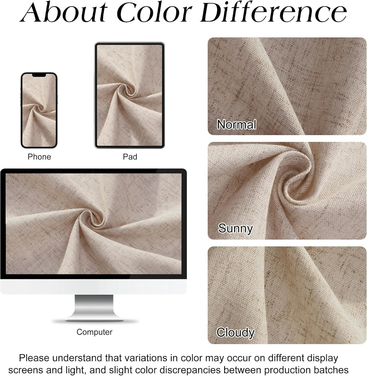 Linen Shower Curtain 72 Inch Long for Bathroom Beige 1 Panel - Colors B