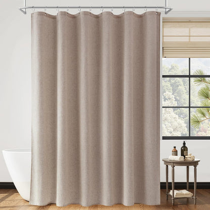 Linen Shower Curtain 72 Inch Long for Bathroom Beige 1 Panel - Colors B