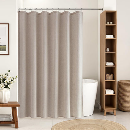 Linen Shower Curtain 72 Inch Long for Bathroom Beige 1 Panel - Colors B