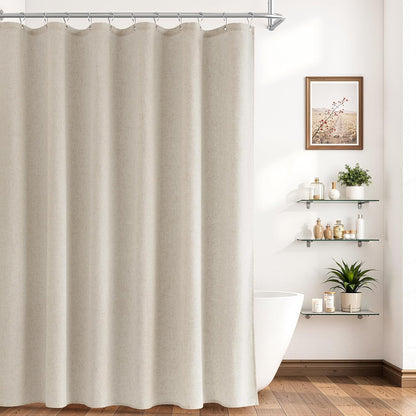 Linen Shower Curtain 72 Inch Long for Bathroom Beige 1 Panel - Colors B