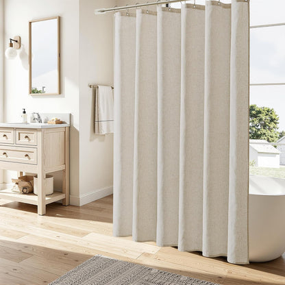 Linen Shower Curtain 72 Inch Long for Bathroom Beige 1 Panel - Colors B