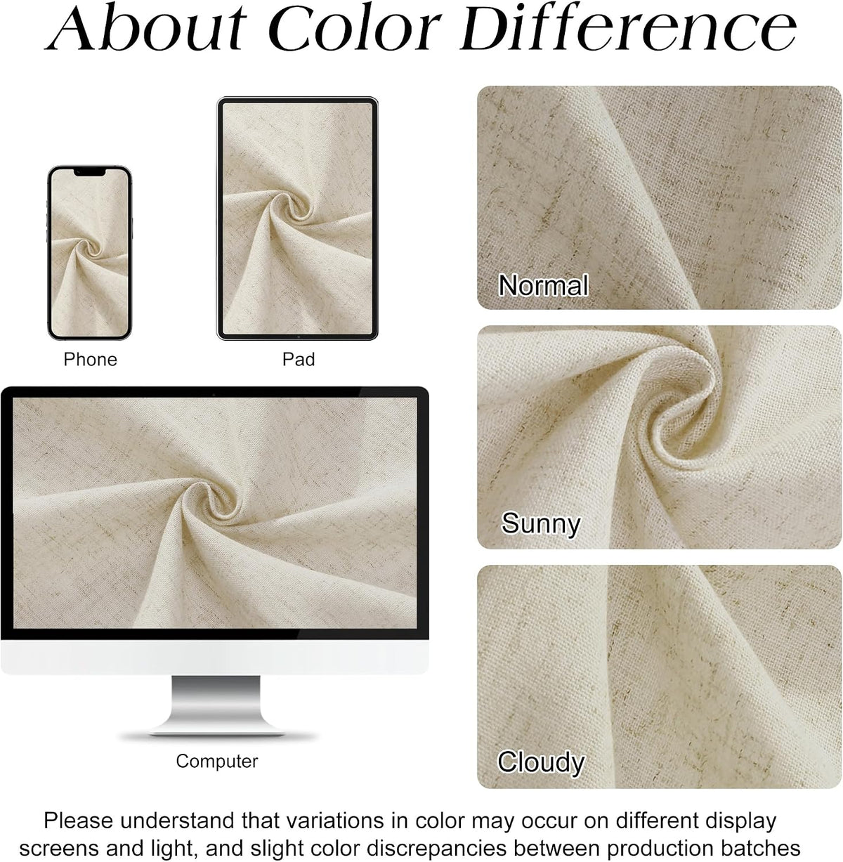 Linen Shower Curtain 72 Inch Long for Bathroom Beige 1 Panel - Colors B