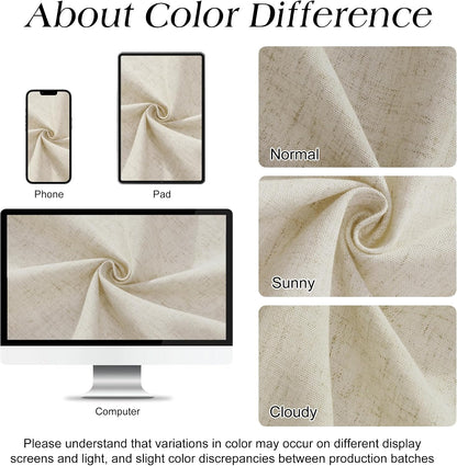 Linen Shower Curtain 72 Inch Long for Bathroom Beige 1 Panel - Colors B