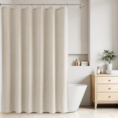 Linen Shower Curtain 72 Inch Long for Bathroom Beige 1 Panel - Colors B