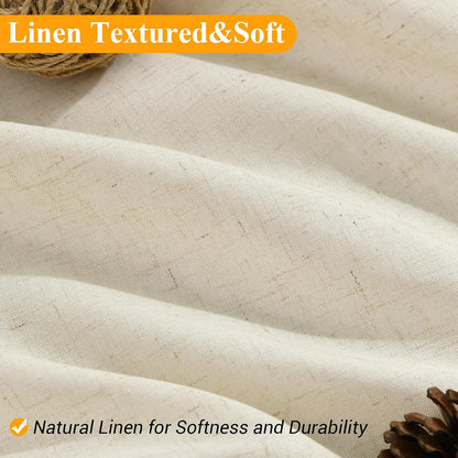 Linen Shower Curtain 72 Inch Long for Bathroom Beige 1 Panel - Colors B
