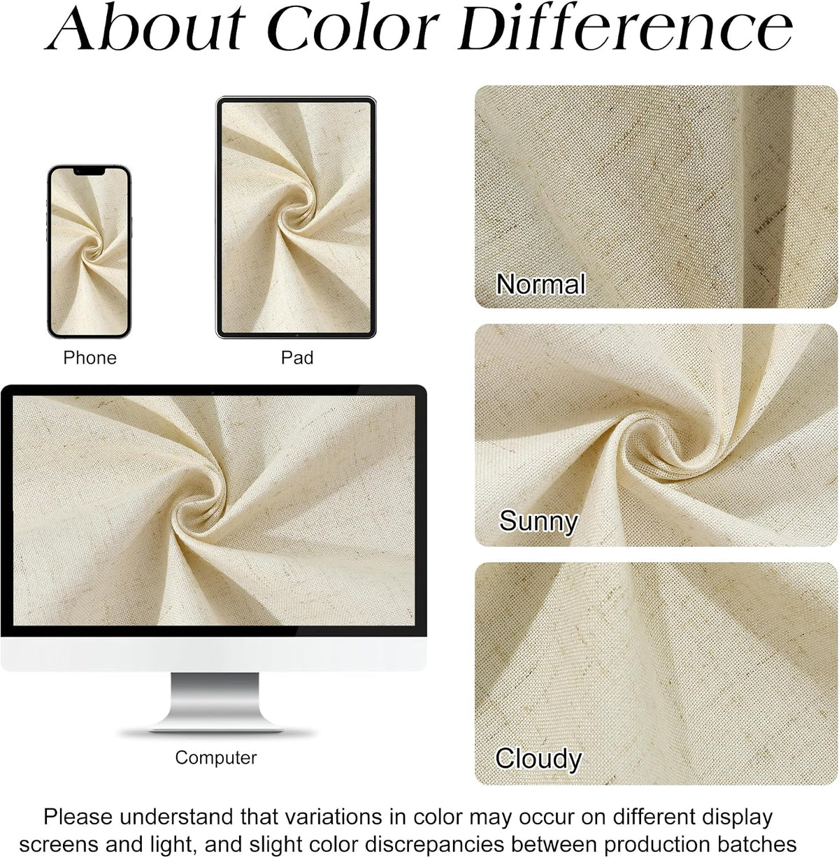Linen Shower Curtain 72 Inch Long for Bathroom Beige 1 Panel - Colors B