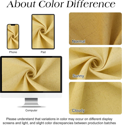 Linen Shower Curtain 72 Inch Long for Bathroom Beige 1 Panel - Colors B
