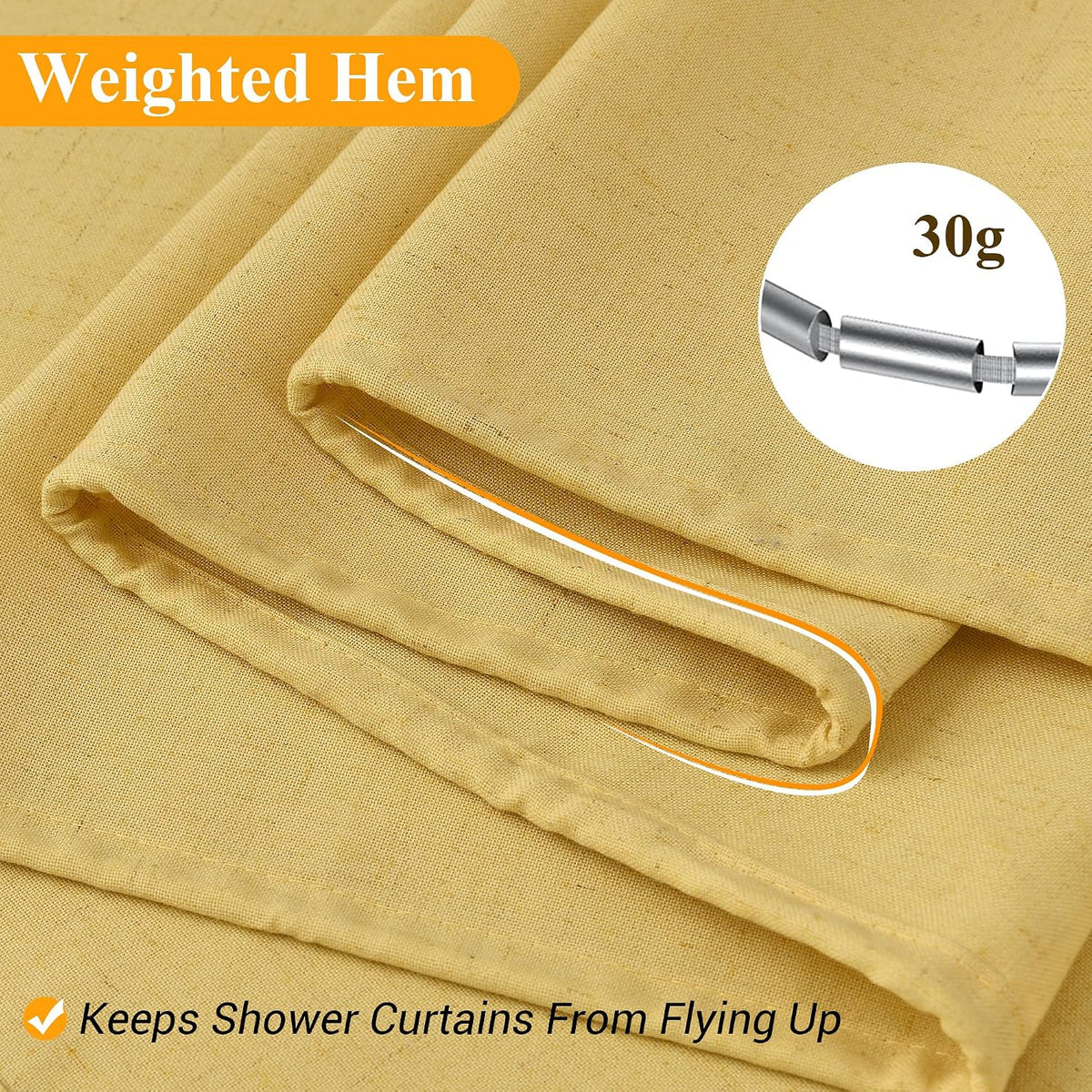 Linen Shower Curtain 72 Inch Long for Bathroom Beige 1 Panel - Colors B