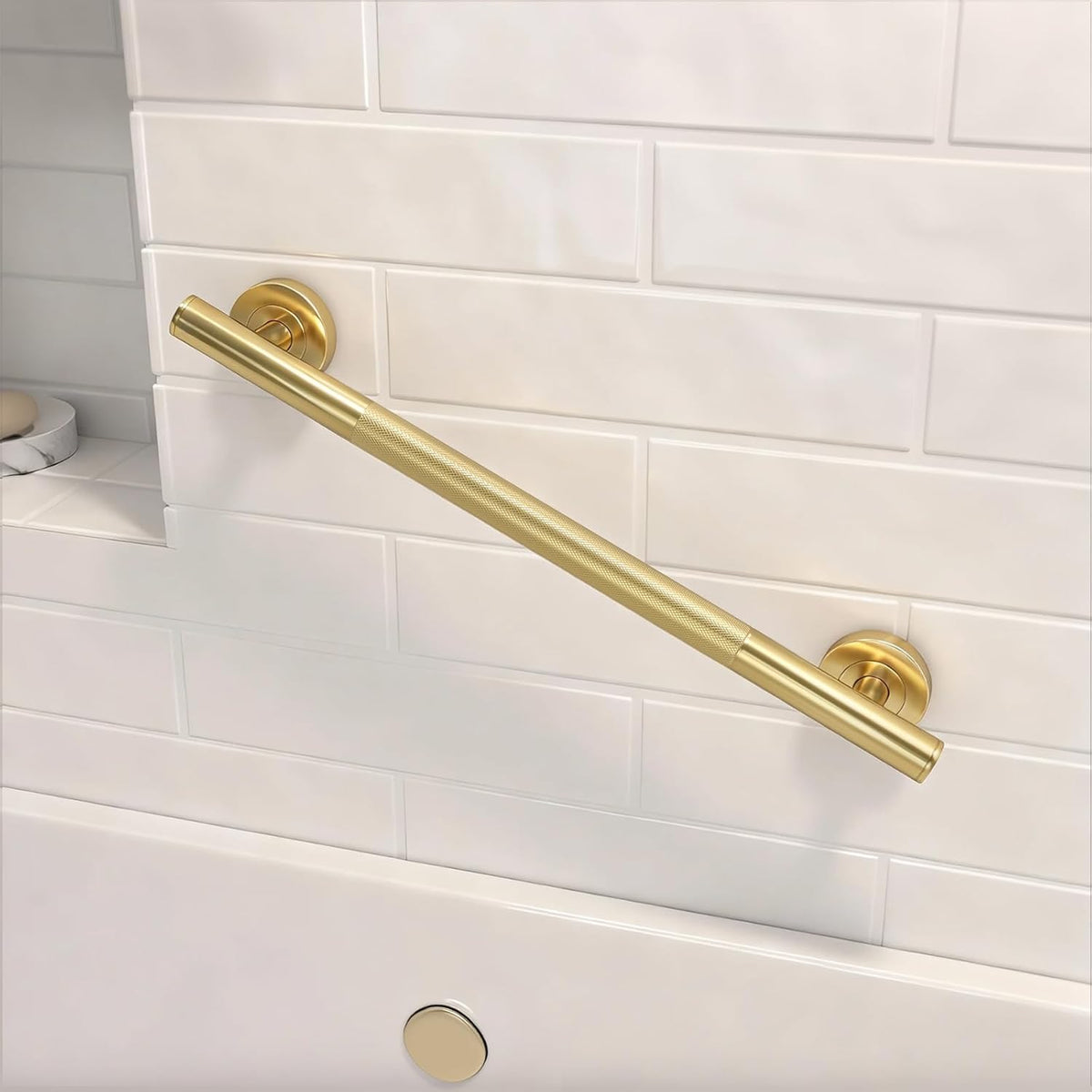 Shower Grab Bars, 12" Stainless Steel Bathroom Safety Grab Bar | Upgrade Anti-Slip Knurling Shower Grab for Bathtub, Shower Handle for Elderly and Handicap, ADA Compliant, Brushed Nicke